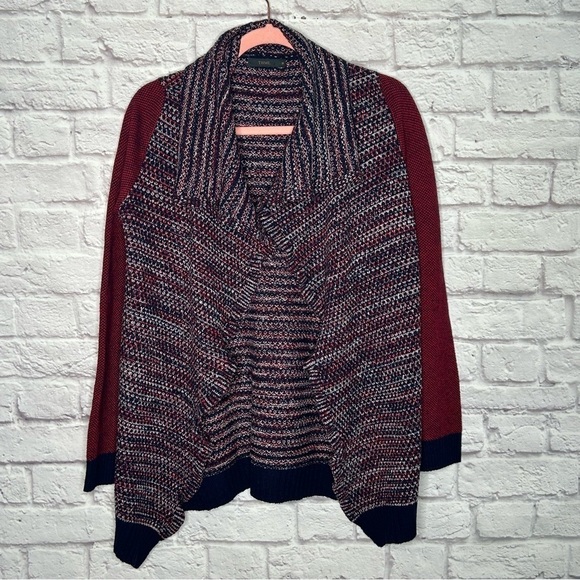 THML Colorblock Red, Navy, & White Draped Front Cardigan - Picture 6 of 12